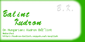 balint kudron business card